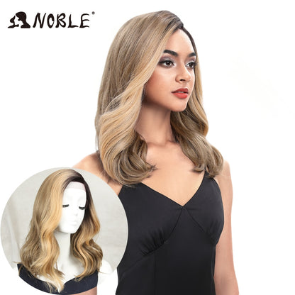 Noble Synthetic Lace Wig 20" Long Wavy lace Wig Ombre Blond Wig Cosplay Heat Resistant Wigs for Women Synthetic Lace Wig