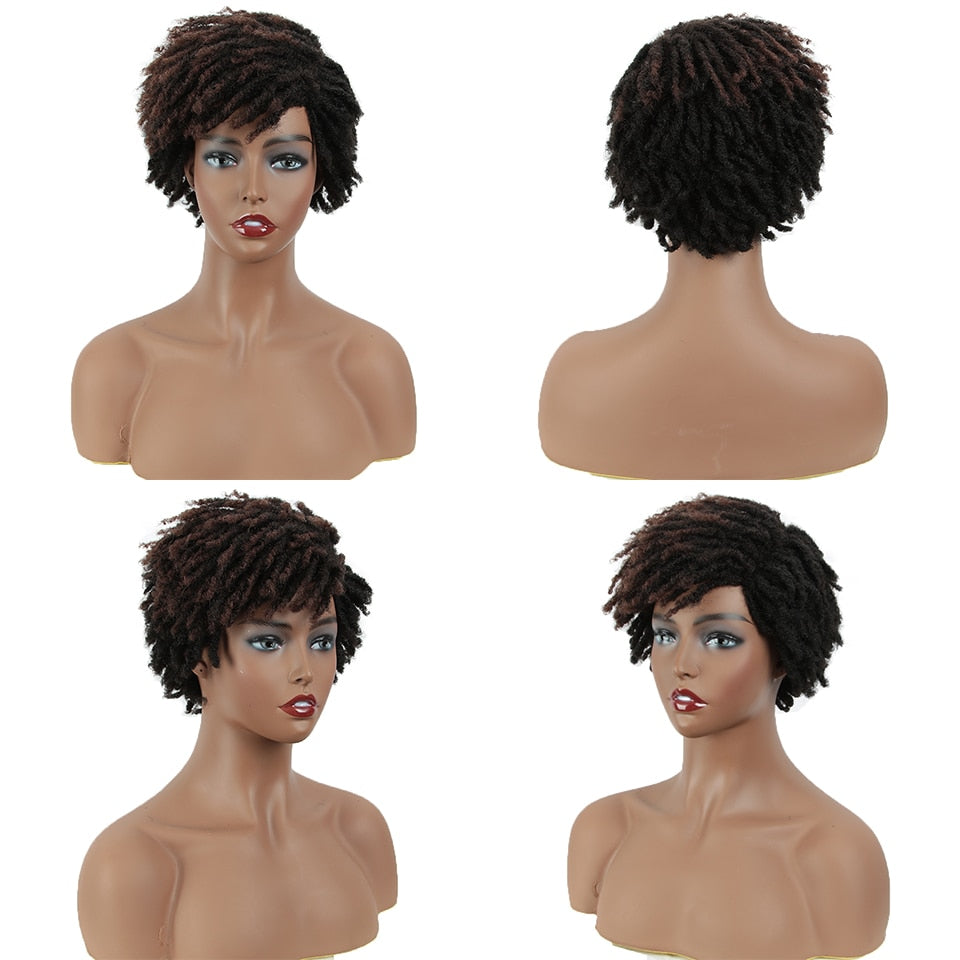 Badon marchand hair Wig Short Dreadlock Wig With Bangs Ombre Black Blonde  Crochet  Wig for Black Women