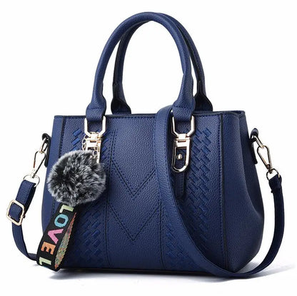 Women Leather Handbags Bags for Women Sac a Main Ladies hair ball Hand Bag br