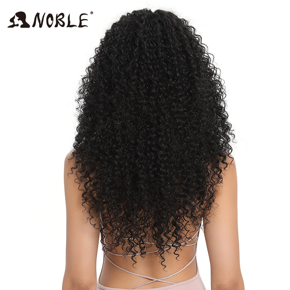 Noble Hair 26"Inch Synthetic Lace Wig For Black Wig African American Long Kinky Curly Heat Resistant Fiber Wigs For Black Women