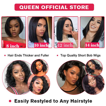 Blunt Cut Bob Wig Brazilian Lace Front Human Hair Wigs Straight Bob Wig For Women Remy 4X4 Lace Closure Bob Wigs With Baby Hair