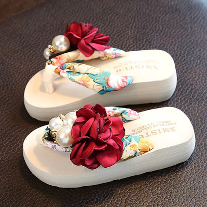 Summer New Non-slip Children's Flip-flops Girls Fashion Beach Shoes Pinch Sandals Female Flowers Slippers Women Wear 7