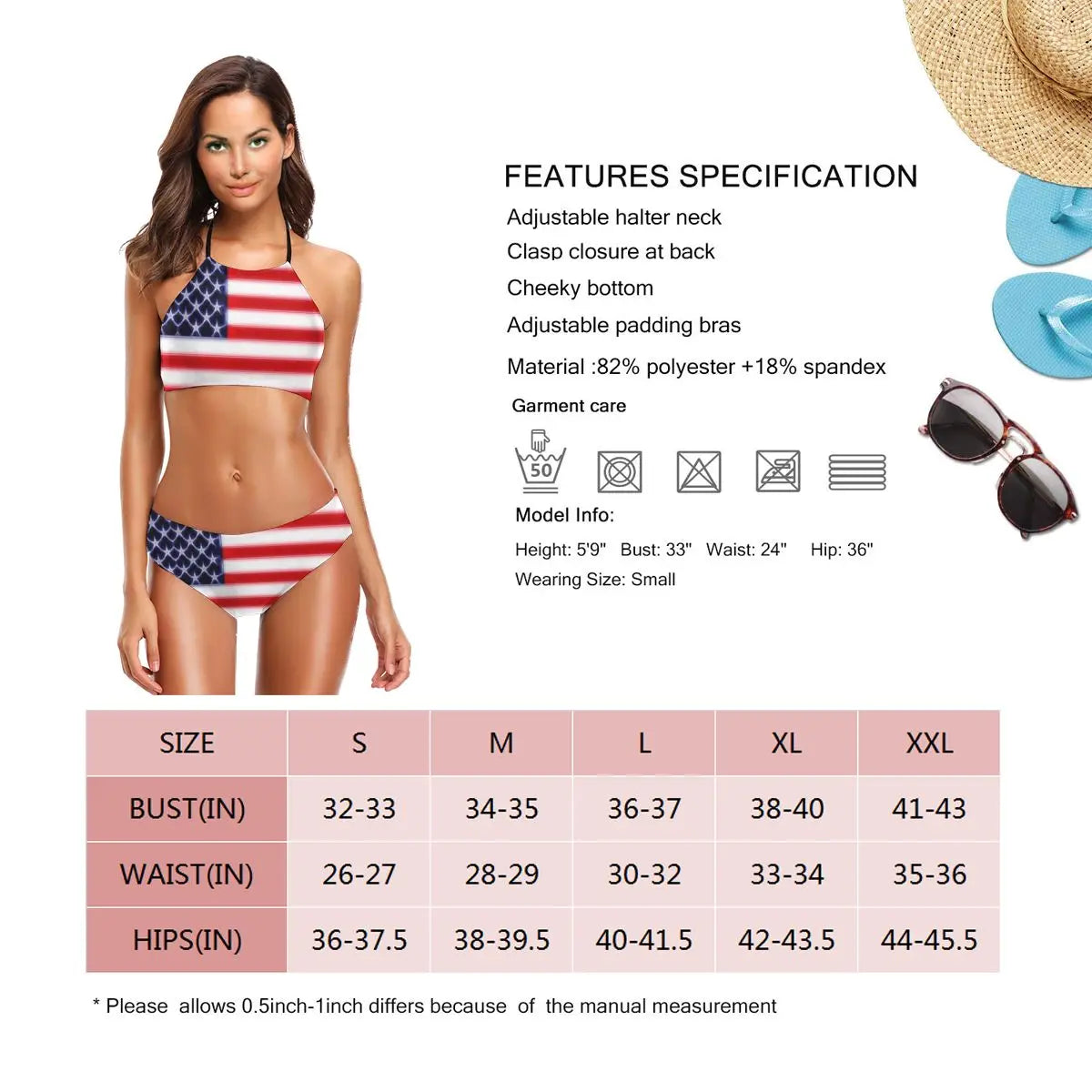 Neon American Flag Bikinis sexy Swimsuit Low Waist women's top Women bathing suit SwimSuit M1 greg