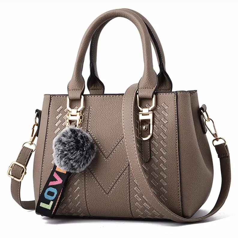 Women Leather Handbags Bags for Women Sac a Main Ladies hair ball Hand Bag br