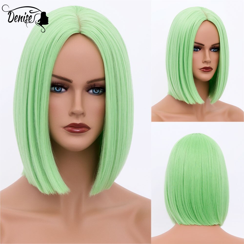 Short  Bob Wig Brown Straight Hair Synthetic Wigs With Bangs For White Women Nutural Cosplay Lolita Heat Resistant Perruque