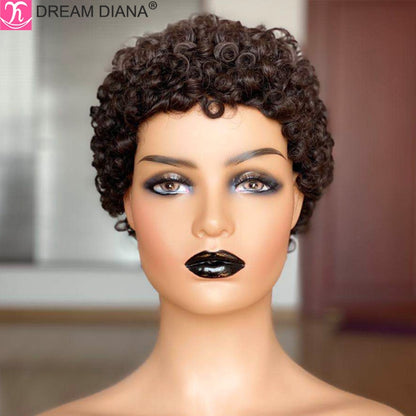 DreamDiana Brazilian Short Curly Hair Wigs Remy Afro Curly Wigs For Women Human Hair Full Machine Made Perruque Cheveux Humain