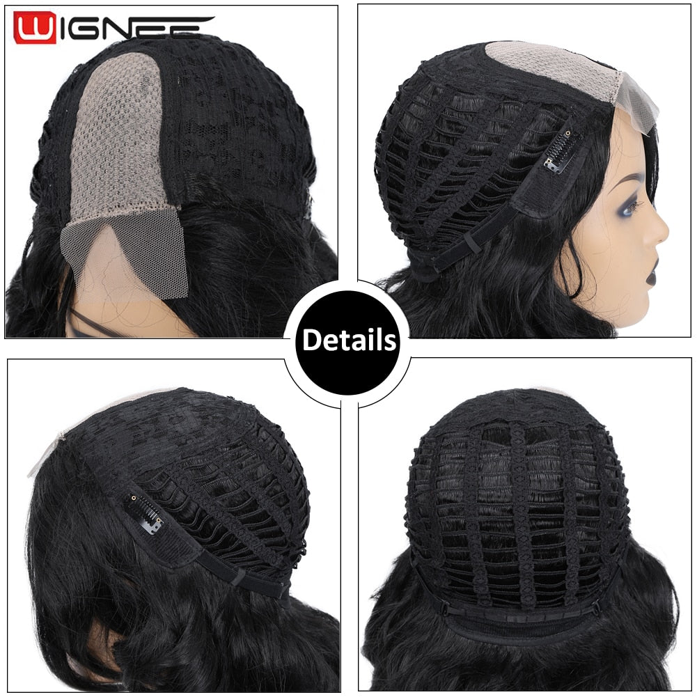 Wignee Body Wave Wig Side Part Synthetic Lace Wigs Ombre 613 Blonde Bob Short Wigs For Black Women Perruque Cosplay Daily Use