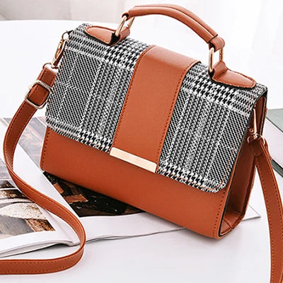 New Retro Plaid Small Square Package Minimalist Fashion Stitching Wild Shoulder Bag Ms. Packet br