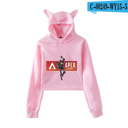 Apex Legends Print Hoodies Sweatshirts Women Cat ears with hood hoodies