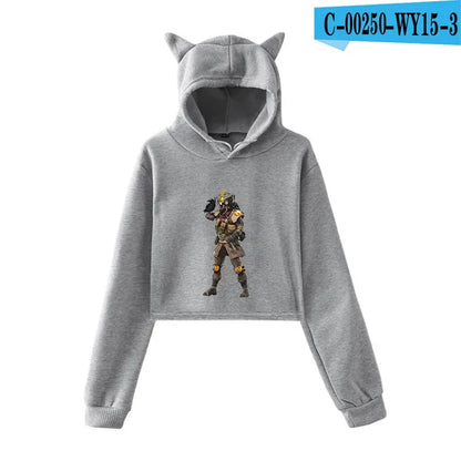 Apex Legends Print Hoodies Sweatshirts Women Cat ears with hood hoodies