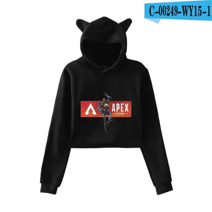 Apex Legends Print Hoodies Sweatshirts Women Cat ears with hood hoodies