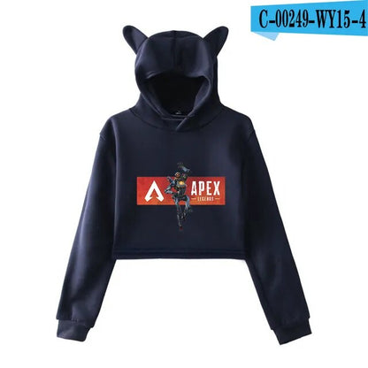 Apex Legends Print Hoodies Sweatshirts Women Cat ears with hood hoodies