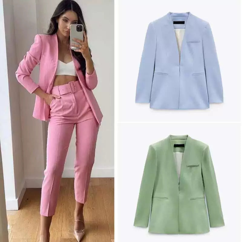 Autumn Leisure Straight-leg Lapel Long Suit Outwear wowo