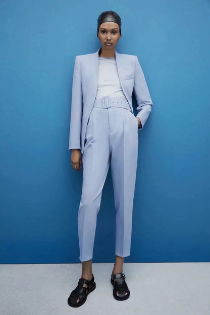 Autumn Leisure Straight-leg Lapel Long Suit Outwear wowo