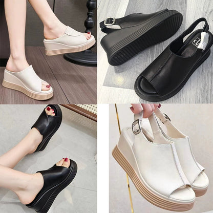 Wedge Outdoor Platform Shoes Women's Small Height Increasing Slippers