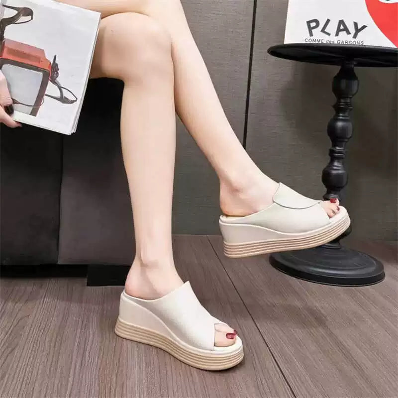 Wedge Outdoor Platform Shoes Women's Small Height Increasing Slippers