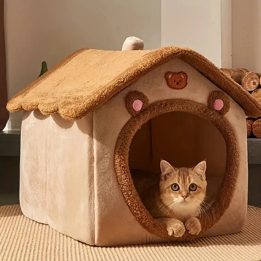 Foldable Pet House Removable Washable Cat House Puppy Cave Sofa Pet Bed House for Extra Small Dogs and Small and Medium Cats fsil