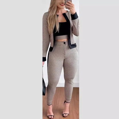 Creative Spring Autumn Street Style European Fashion Women's Clothing Vest Cardigan Leggings Three-Piece Suit Best Seller