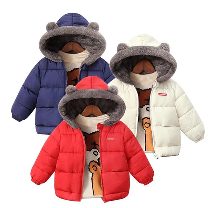 Baby Boys Girls Cotton Clothing Down Jackets Toddler Winter Thicken Velvet Warm Coat Hooded Kids Children Clothes Outwear 1-6yrs