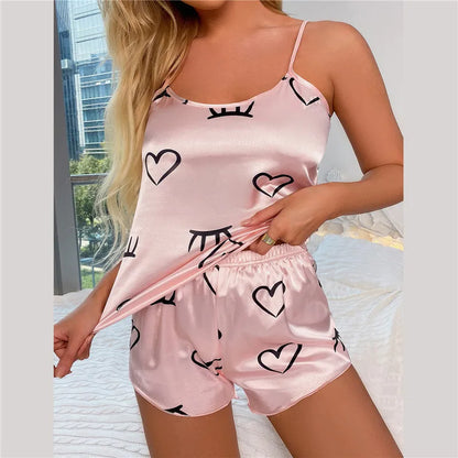 Sexy Floral Pajama Set Women's 2 Pieces Sleepwear Pyjamas serye