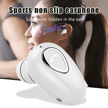 Wireless Bluetooth Single Ear Headset In-Ear Mini Invisible Business Headphone Stereo Deep Bass Sports Hands-free Earphones