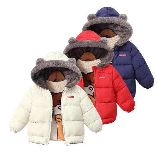 Baby Boys Girls Cotton Clothing Down Jackets Toddler Winter Thicken Velvet Warm Coat Hooded Kids Children Clothes Outwear 1-6yrs