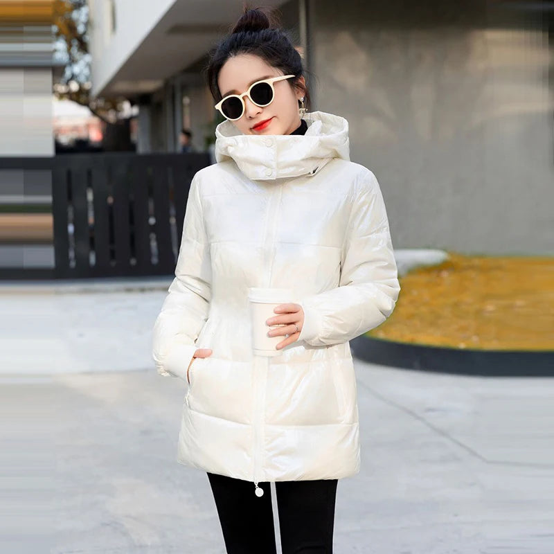 Fashion Smooth Women's Jacket Autumn Hooded Coats Female Warm Parkas Korean New 2024 Winter Outerwear Waterproof Autumn Clothing