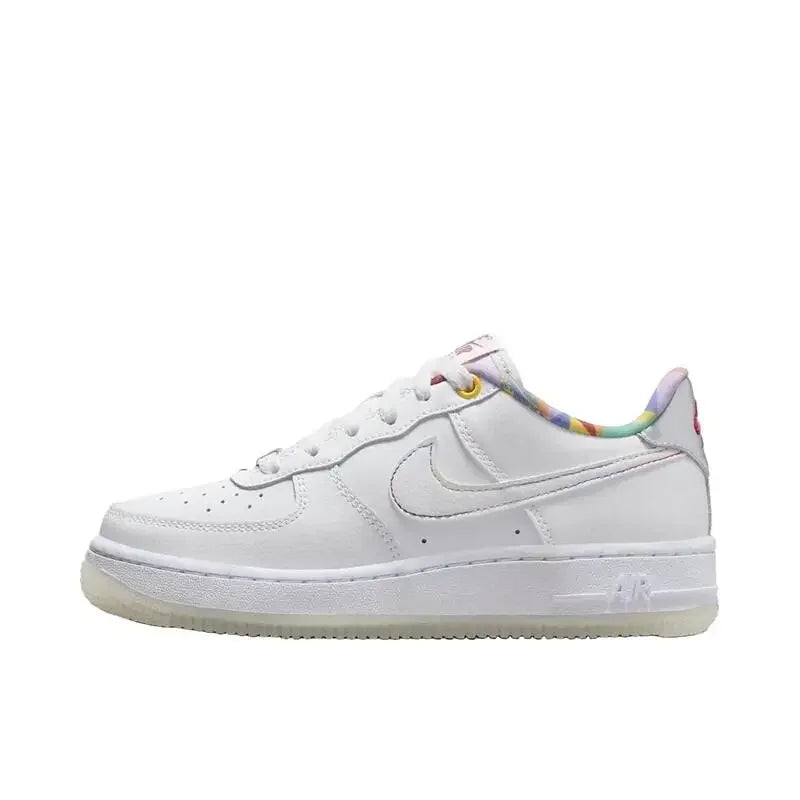 Nike Air Force 1 Unisex Board Shoes Leather Comfortable, Versatile, Anti Slip, Wear Resistant, Low Cut Purple Blue Yellow fr