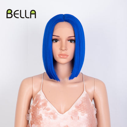 Bella Bob Wig Synthetic Lace Wig Short Blonde Bob Pink 613 Red Lemon Lace Short Hair 10-13 Inch Wigs For Women Lolita Cosplay