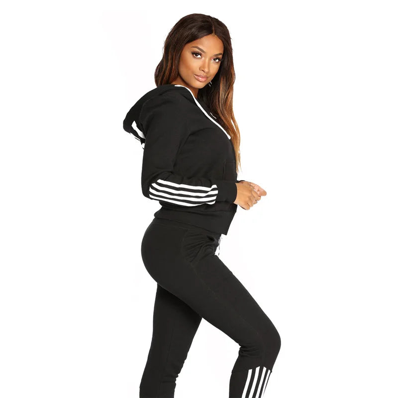 Spring Autumn Women Sweatshirt Set Solid Color Casual Zipper Hoodies Daily Gym Jogging 2 Pieces Set  New Woman Pant Sets pour