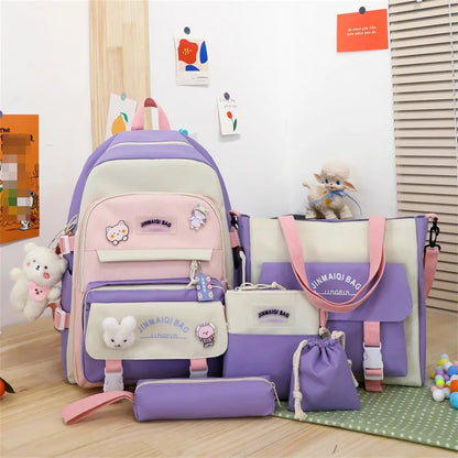 Backpack Set for Girls Large Capacity Middle School Student Schoolbag Set School Backpack Bags for Teenage Students Tutoring Bag