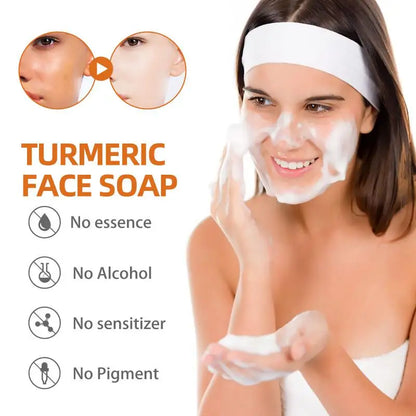 100g Turmeric Soap Face Cleansing Anti Acne Skin Brighten Dark Lightening Pimples Essential Handmade Ginger Spot Oil Remove F4L9