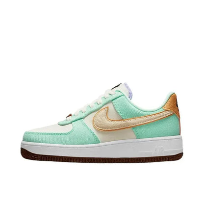 Nike Air Force 1 Men's and Women's Board Shoes Leather Trendy Comfort Anti Slip Wear Resistant Lightweight Low Cut Beige Brown