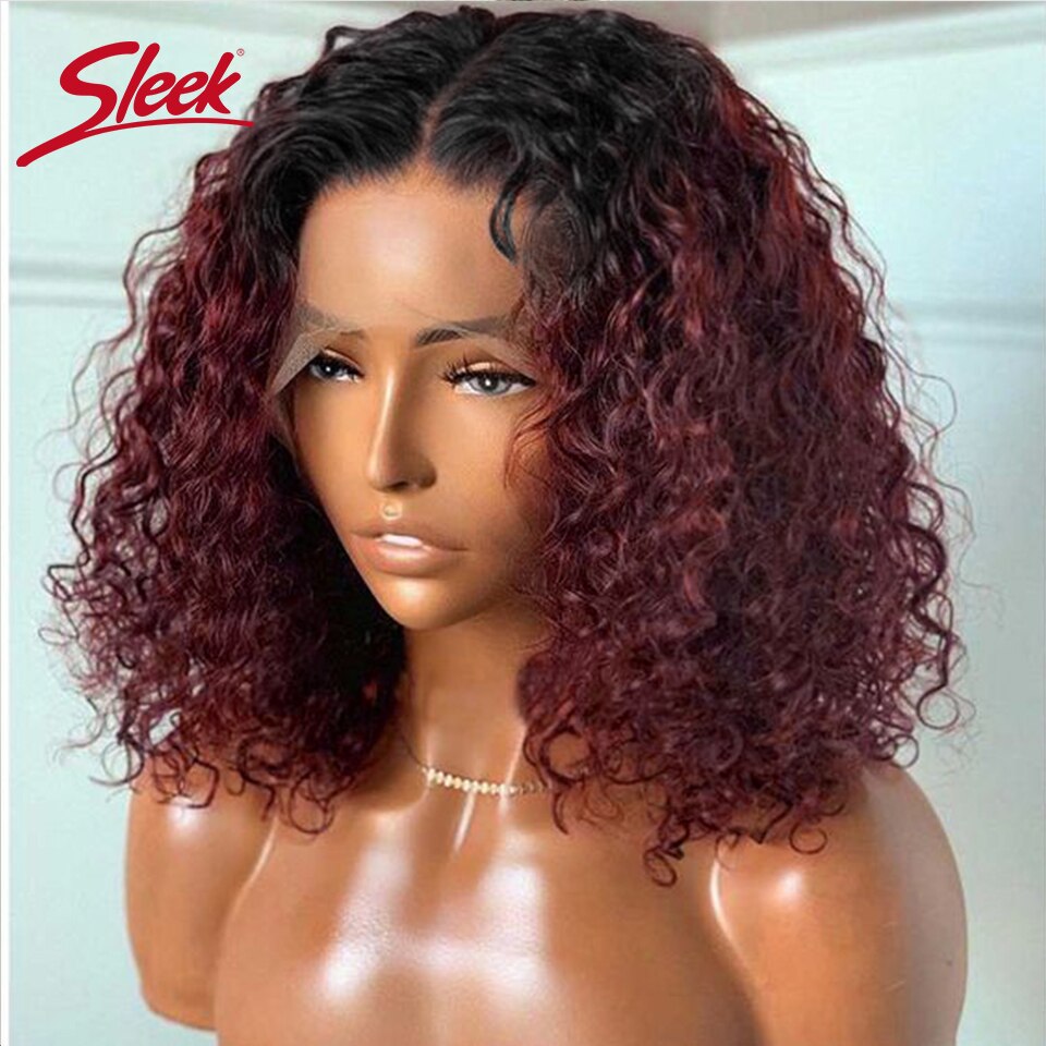 HD Lace Deep Curly Hair Bob Wigs Natural Black Color Lace Front Part Bob Wigs 250% Density Sleek Brazilian Remy Human Hair Wigs