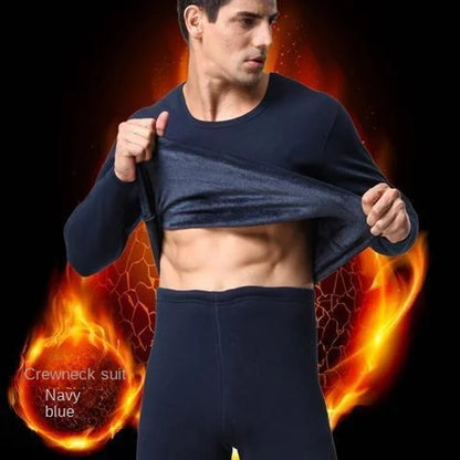 Thermal Underwear Men's Thickened and Padded Cold Protection Warm Set of Winter Fall Clothing +Pants Sweater Warm Suit J17