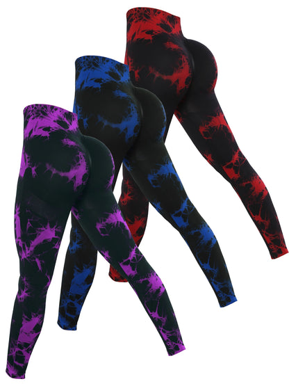 3 Piece Yoga Basics Tie-Dye Wide Belt Athletic Leggings jari