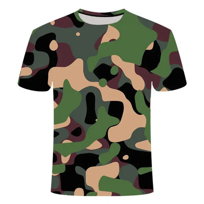 New Camouflage Clothes Leisure Men's and Women's T-Shirts Casual 3D Print Hip Hop Harajuku Personality Round Neck Short Sleeve mmm