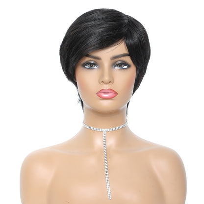 Short Human Hair Wigs Pixie Cut Straight perruque bresillienne for Black Women Machine Made Wigs With Bangs Cheap Glueless Wig