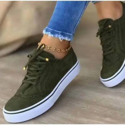 2024 New Women's Low-top Vulcanized Shoes Round Toe Casual Shoes Flat Shoes Lace-up Walking Shoes Women Versatile Comfortable kd