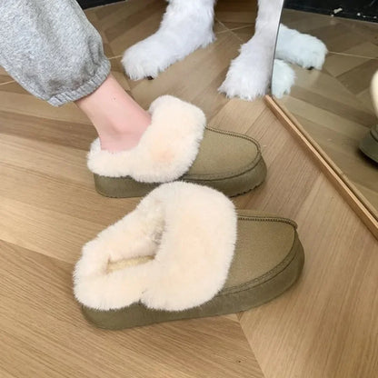 Winter Plush Cotton Slippers Women Flats Shoes New kp