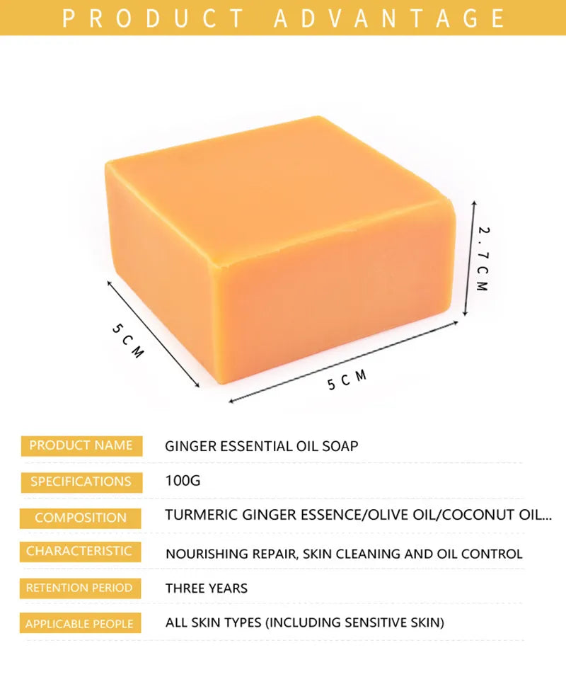 100g Turmeric Essential Oil Handmade Soap Face Wash Removal Acne Clean Cutin Oil Control Moisturizing Whitening Soap Skin Care