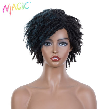 Badon marchand hair Wig Short Dreadlock Wig With Bangs Ombre Black Blonde  Crochet  Wig for Black Women