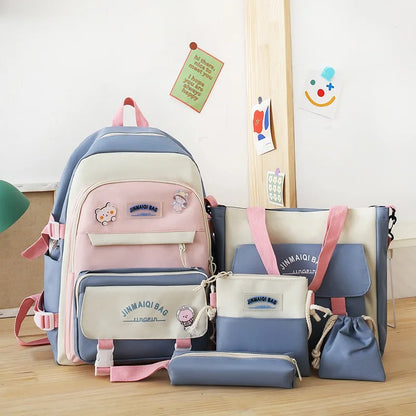 Backpack Set for Girls Large Capacity Middle School Student Schoolbag Set School Backpack Bags for Teenage Students Tutoring Bag