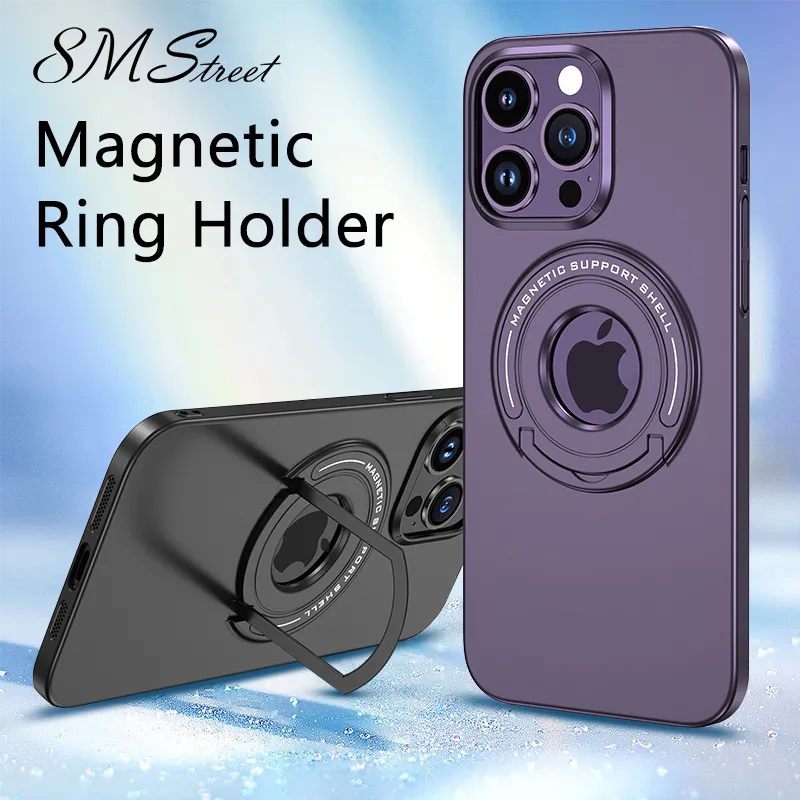 Magnetic Phone Case For Iphone 13 12 14 15 Pro Max Plus Invisible Ring Holder Phone Cover For Samsung S23 Ultra Show IPhone  greg