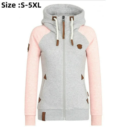 New 2024 Women's Casual Hoodies Jacket Zipper Mixed Colors Ladies' Coats Tops Casual Sweatshirt Hoodies Large Size Women Clothes