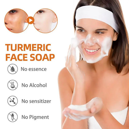 Turmeric Soap Face Cleansing Anti Acne Skin Brighten Dark Body Ginger Remove Essential Pimples Bath Lightening Spot Oil Han X1F9