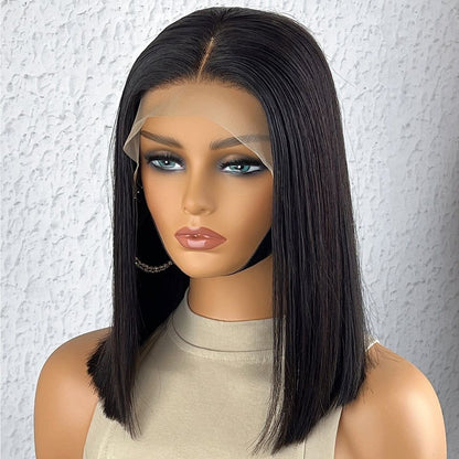 Straight Bob Lace Front Human Hair Wigs for Women Perruque Cheveux Humains Brazilian Glueless Lace Frontal Wig 250 Density 14 16