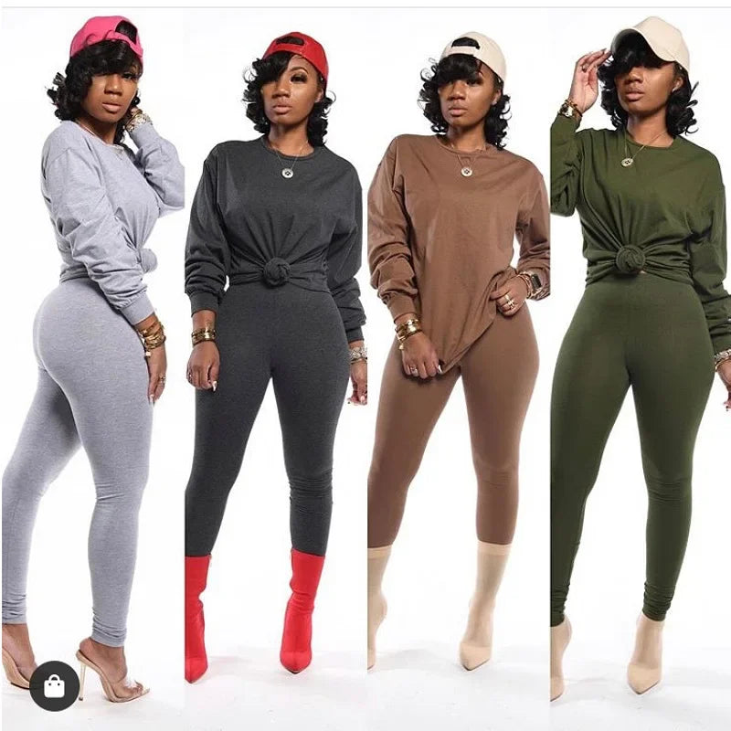 two piece set women 2 piece set stacked leggings clothes for women outfits stacked pants tracksuit female fall clothes serye