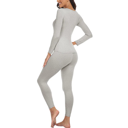 Women Thermal Underwear Set 2 pack Long Johns Ultra Soft Fleece Lined Base Layer Keep Warm Cold Weather Top Bottom﻿ J17