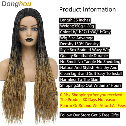 New Style Ombre Box Braided Wigs For Women Braided Wig Fake Scalp Wholesale Wigs Perruque Longue Synthétique Braiding Hair Wig